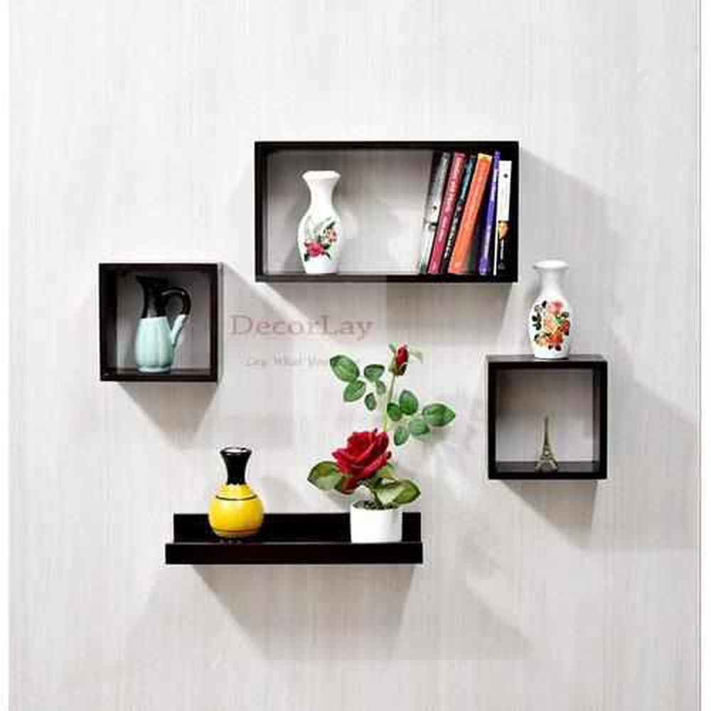 MDF Wall Shelves for Living Room Floating Rack | Set of 4 - Decorlay