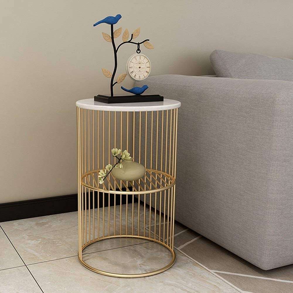 Metal Round Accent Coffee Sofa Side Table for Living Room Bedroom Office - Decorlay