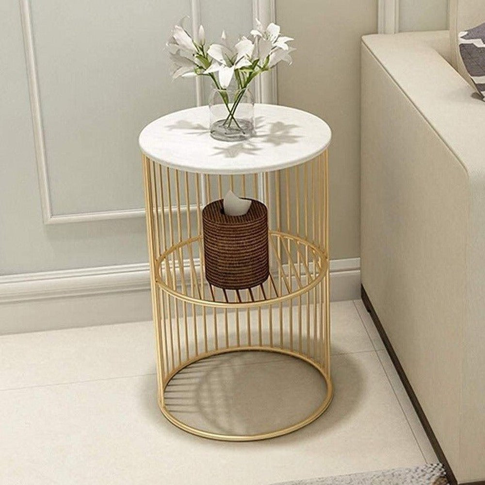 Metal Round Accent Coffee Sofa Side Table for Living Room Bedroom Office - Decorlay