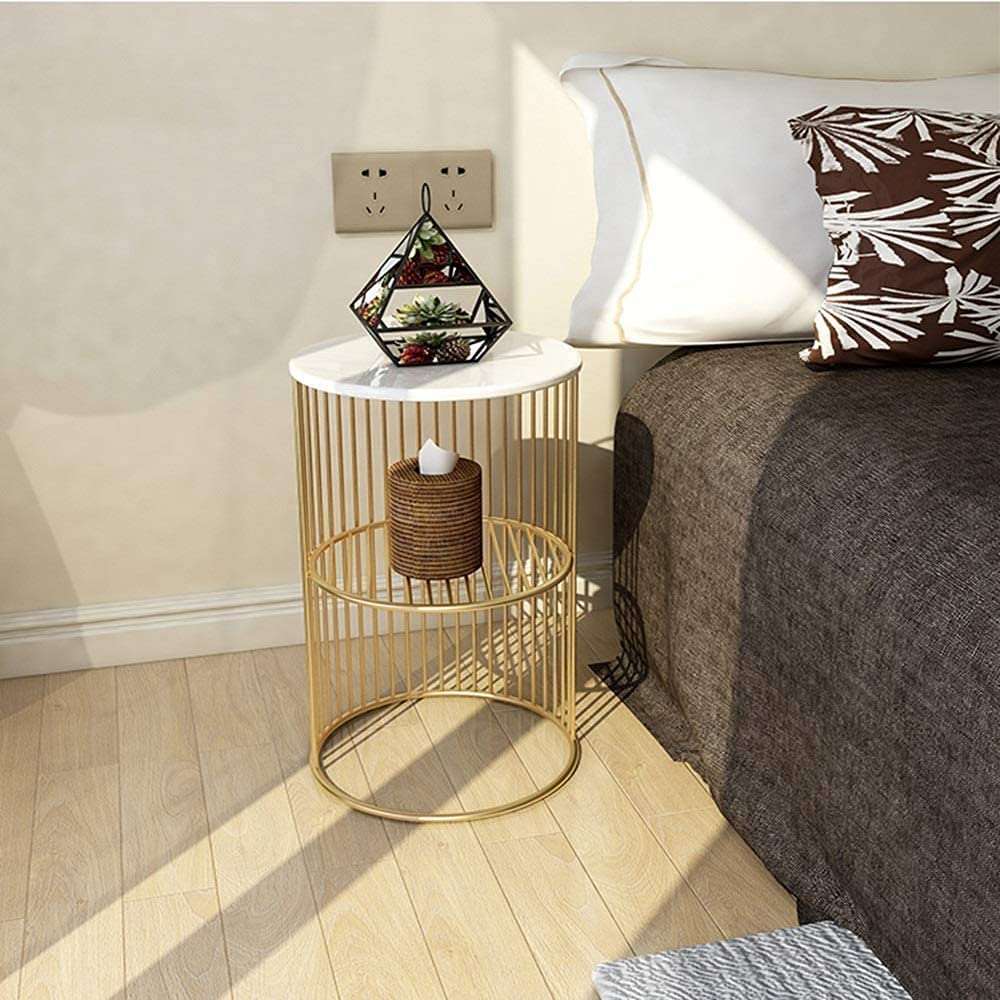 Metal Round Accent Coffee Sofa Side Table for Living Room Bedroom Office - Decorlay