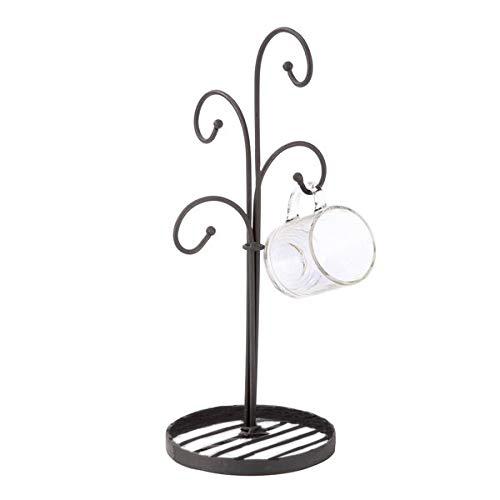 Metal Tea Coffee Cup Holder with 4 Arm Cup Hook Stand in Tree Shape - Decorlay