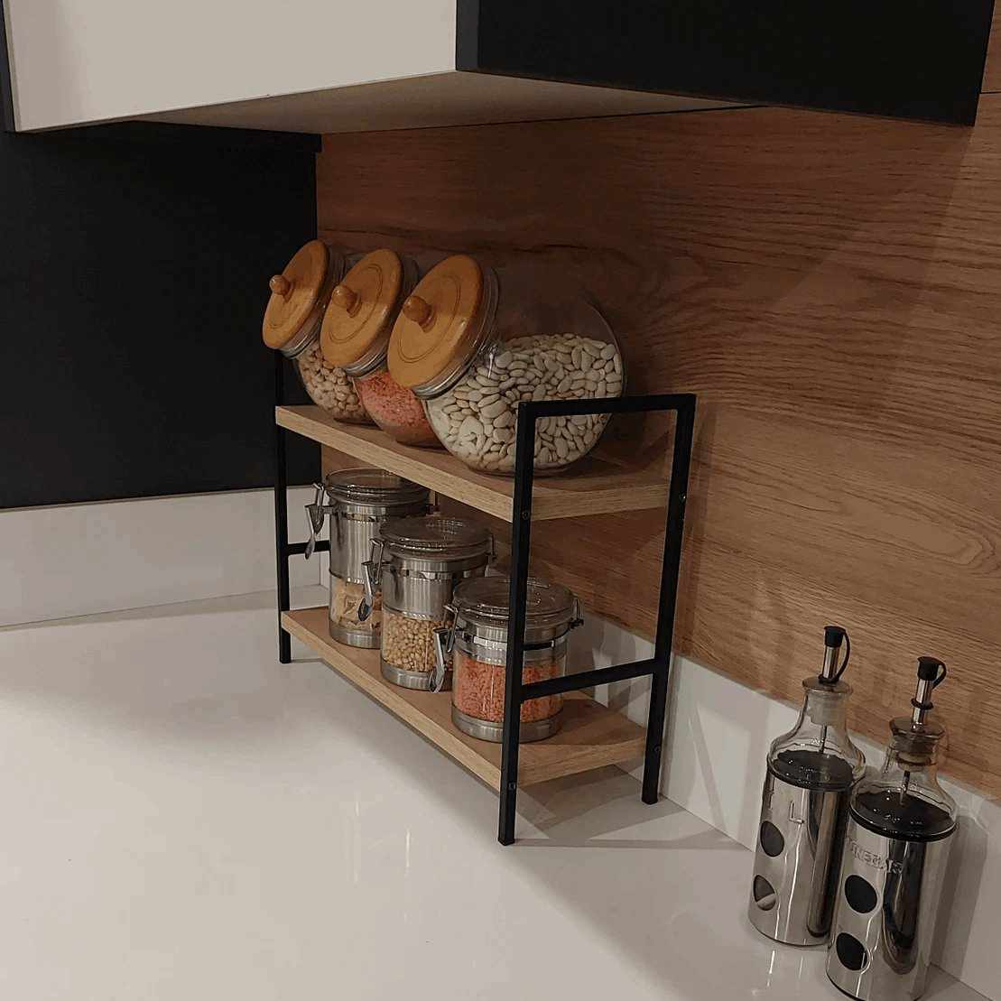 Metal Wooden Standing Kitchen Rack Shelve Storage Organizer - Decorlay