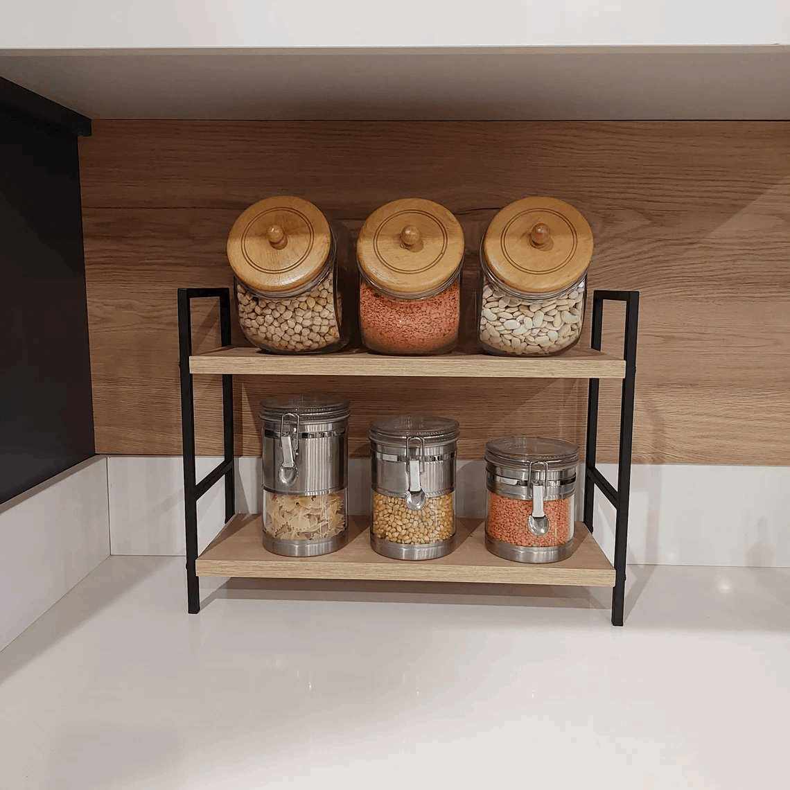 Metal Wooden Standing Kitchen Rack Shelve Storage Organizer - Decorlay