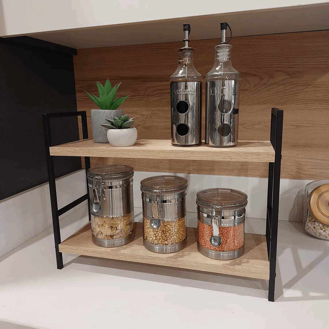 Metal Wooden Standing Kitchen Rack Shelve Storage Organizer - Decorlay