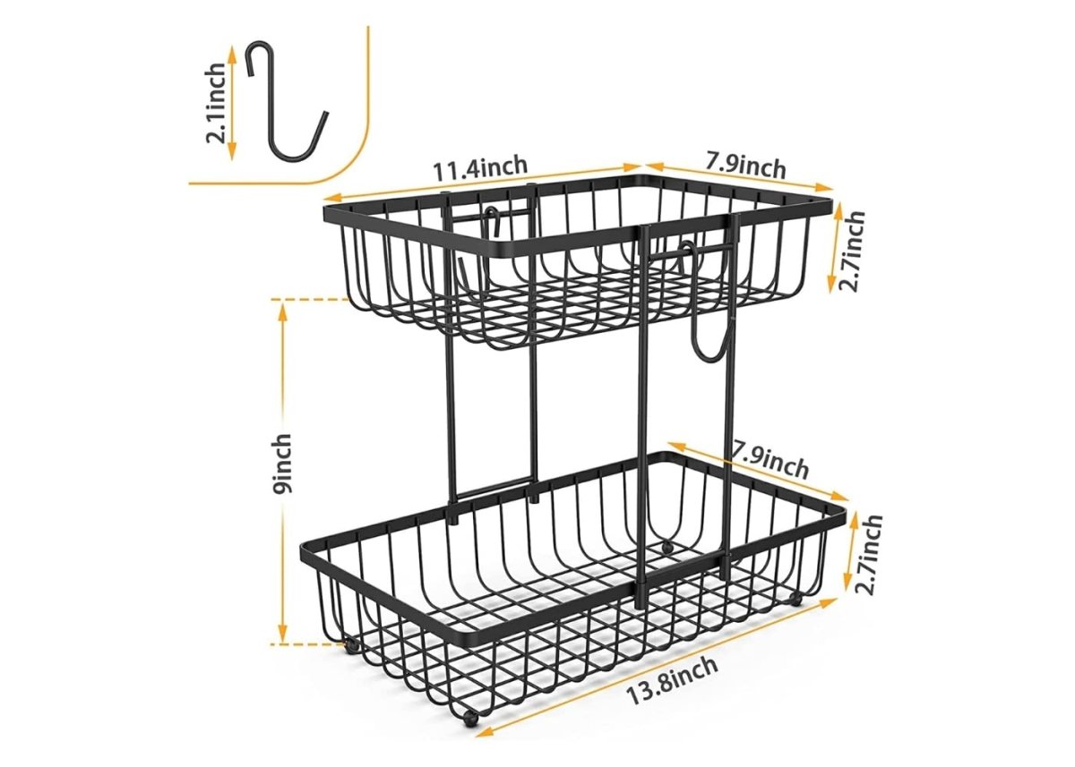 Multipurpose Counter top Free Standing 2-Tier Fruit & Vegetable Basket for Dining Table Basket Vegetables Storage Organizer - Decorlay