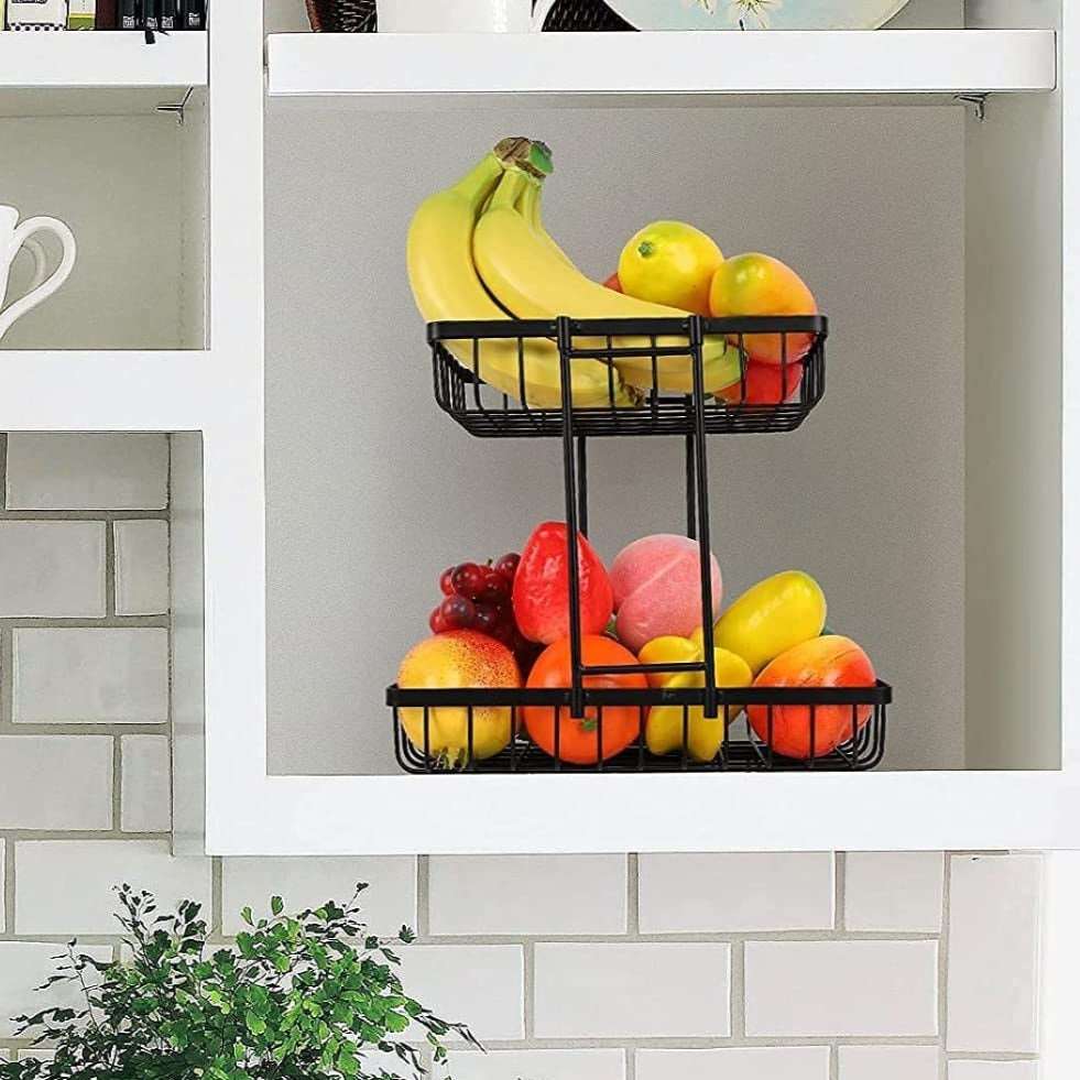 Multipurpose Counter top Free Standing 2-Tier Fruit & Vegetable Basket for Dining Table Basket Vegetables Storage Organizer - Decorlay