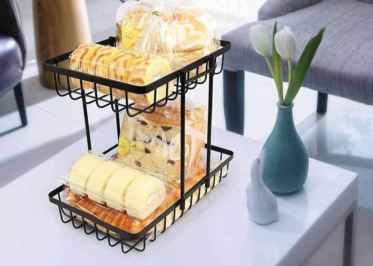 Multipurpose Counter top Free Standing 2-Tier Fruit & Vegetable Basket for Dining Table Basket Vegetables Storage Organizer - Decorlay