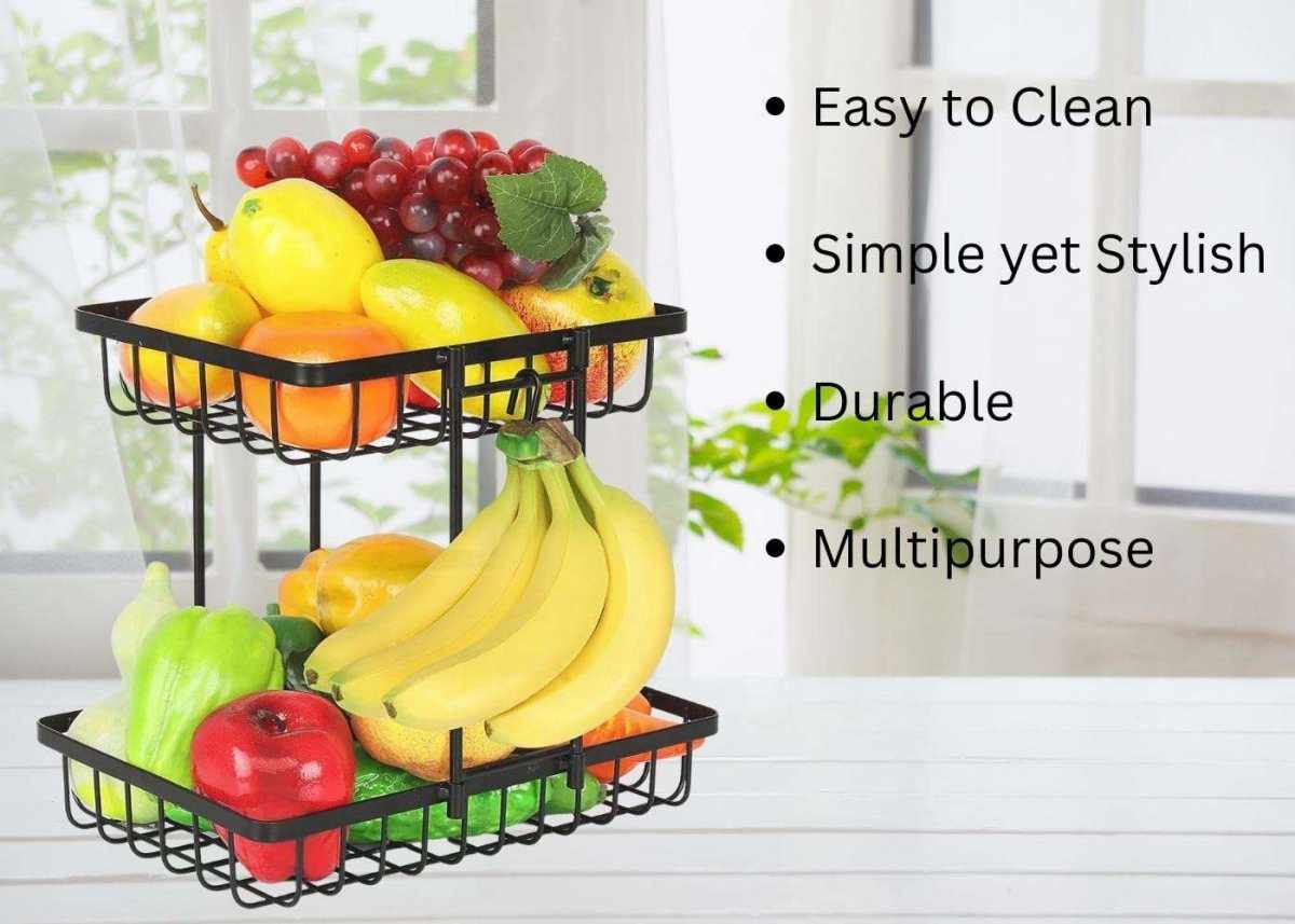 Multipurpose Counter top Free Standing 2-Tier Fruit & Vegetable Basket for Dining Table Basket Vegetables Storage Organizer - Decorlay