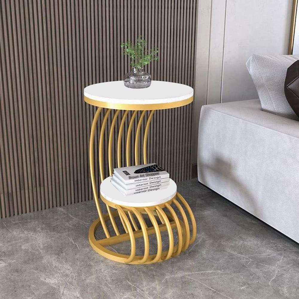 Multipurpose Metal Round End Table for Living Bedroom Space Saver - Decorlay