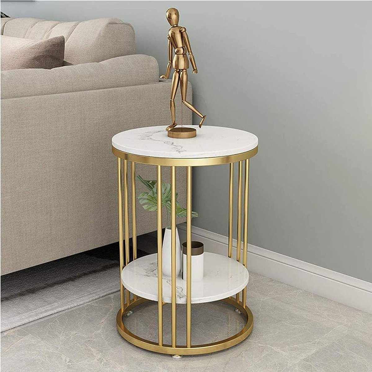 Multipurpose Metal Round Side Table Storage Organizer - Decorlay