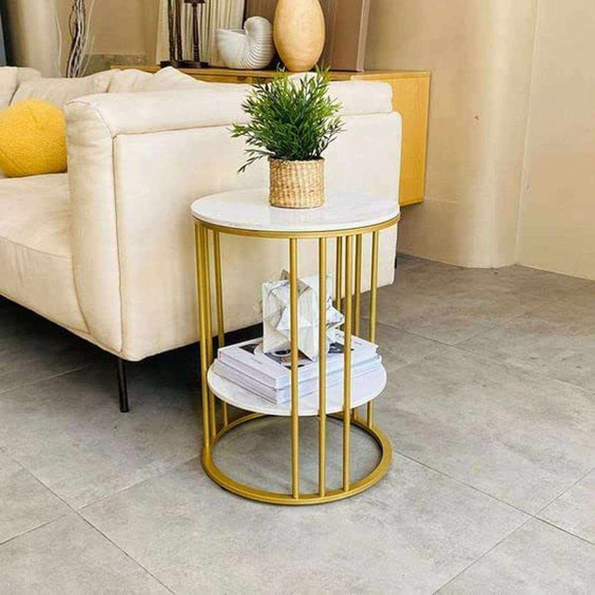 Multipurpose Metal Round Side Table Storage Organizer - Decorlay