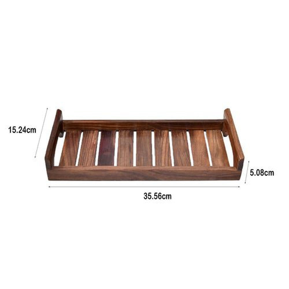 Natural Wooden Tea & Coffee Serving Tray with Handles - Decorlay