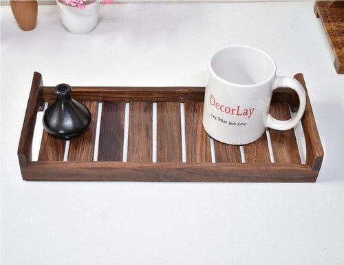 Natural Wooden Tea & Coffee Serving Tray with Handles - Decorlay