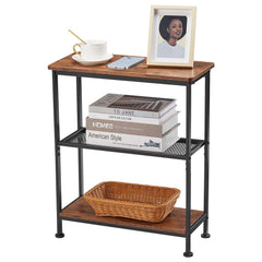 Nightstand Coffee Table for Small Spaces Vintage Simple Rustic Side Table, Slim Bedside Couch Shelf - Decorlay