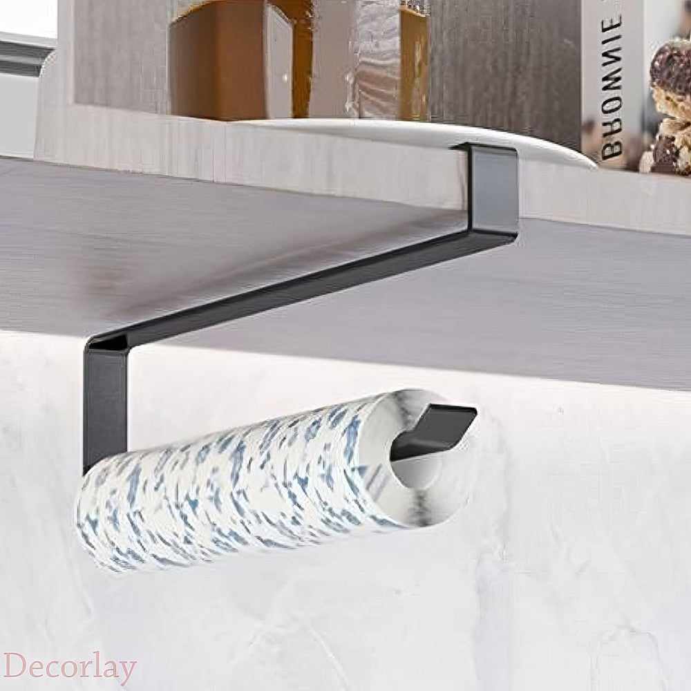 Paper Tissue Towel Kitchen Roll Organizer Hanger (Black) - Decorlay