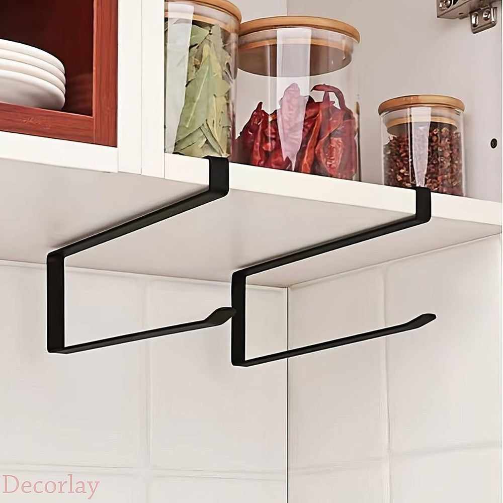 Paper Tissue Towel Kitchen Roll Organizer Hanger (Black) - Decorlay