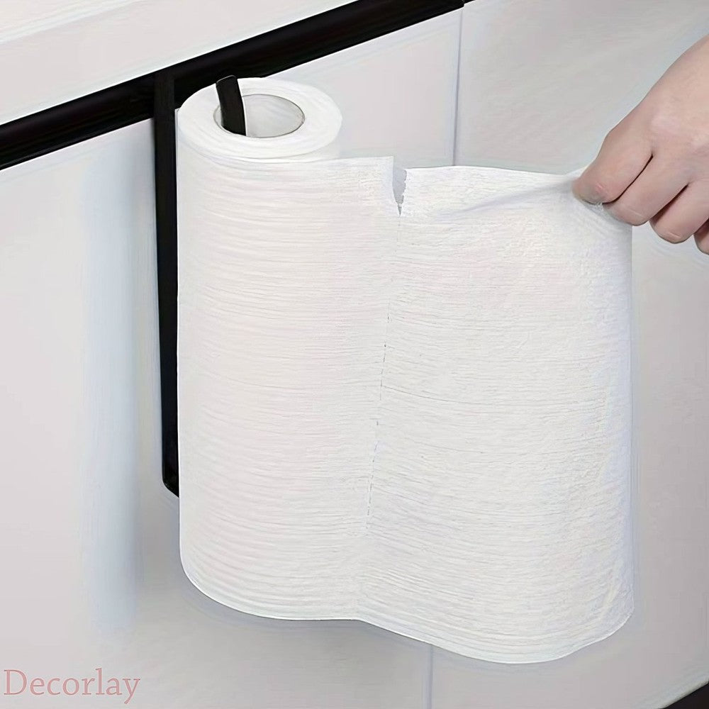 Paper Tissue Towel Kitchen Roll Organizer Hanger (Black) - Decorlay