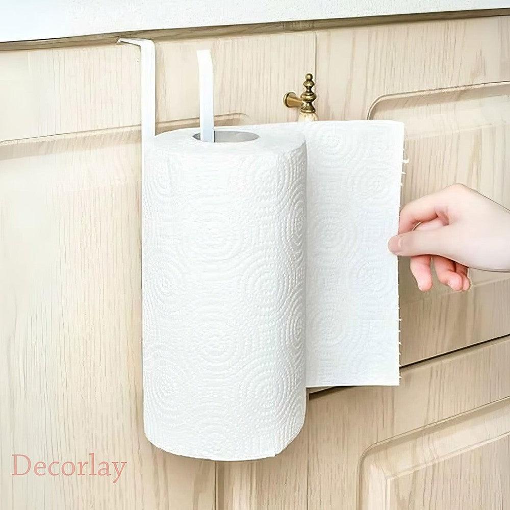 Paper Tissue Towel Kitchen Roll Organizer Holder Hanger (White) 10x5 inches - Decorlay