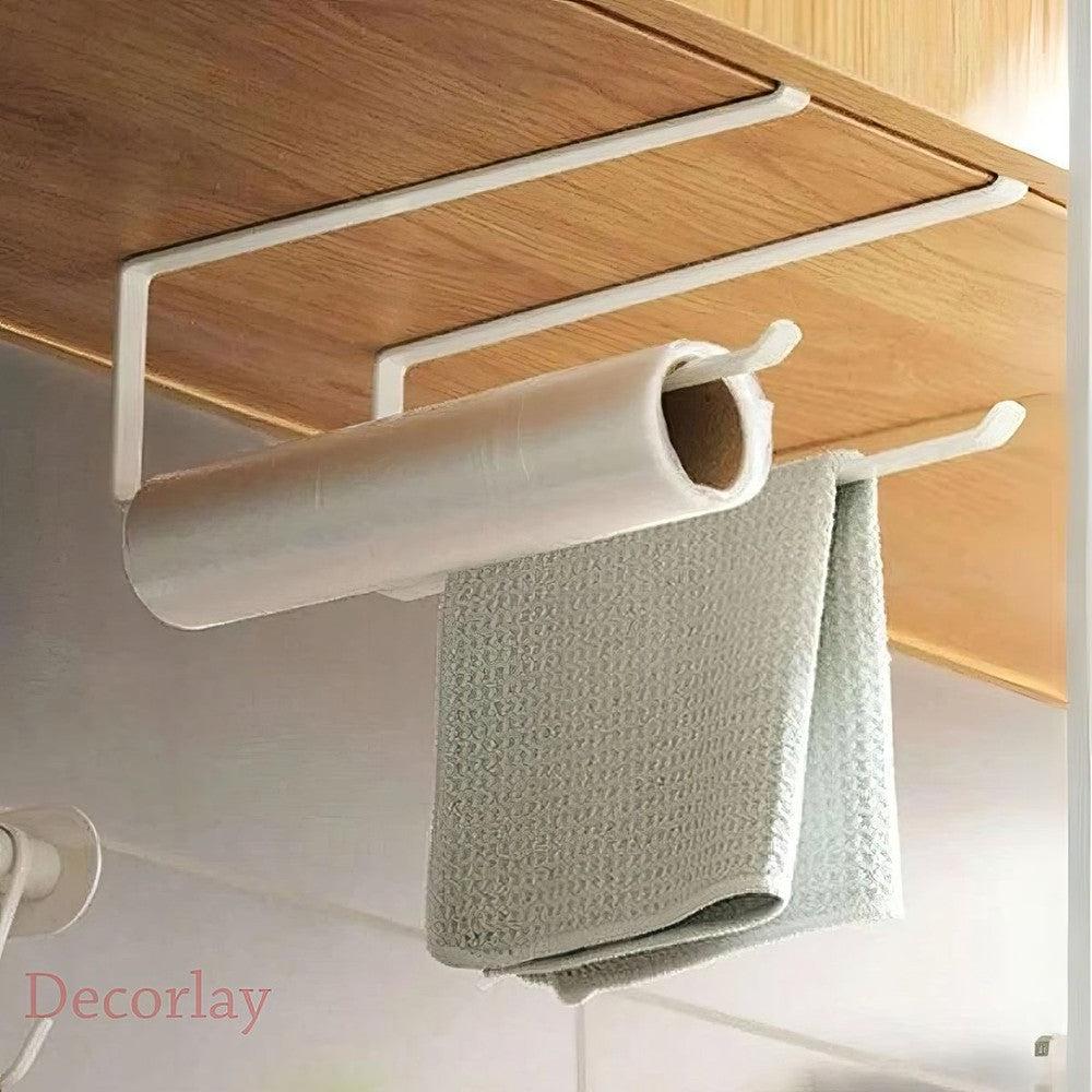 Paper Tissue Towel Kitchen Roll Organizer Holder Hanger (White) 10x5 inches - Decorlay