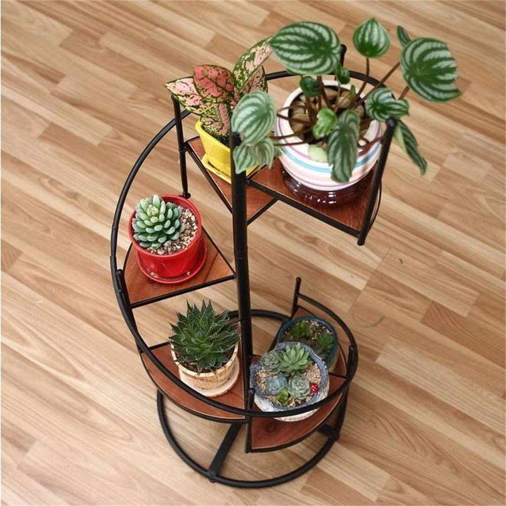 Plant stand with Stairs in Wooden and Wrought Iron - Decorlay