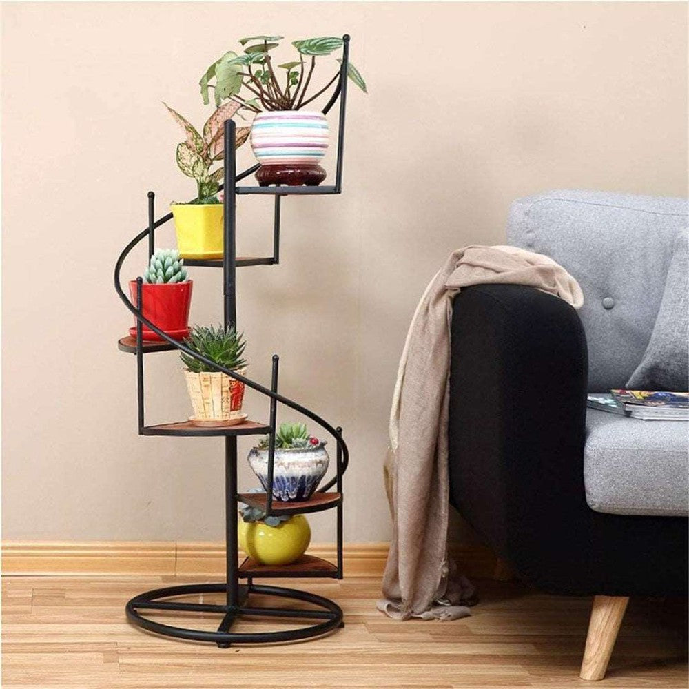 Plant stand with Stairs in Wooden and Wrought Iron - Decorlay