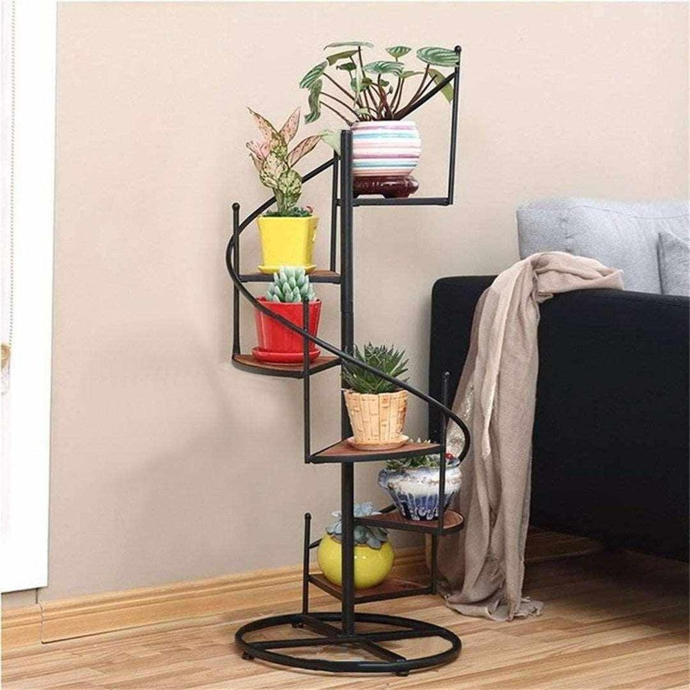 Plant stand with Stairs in Wooden and Wrought Iron - Decorlay