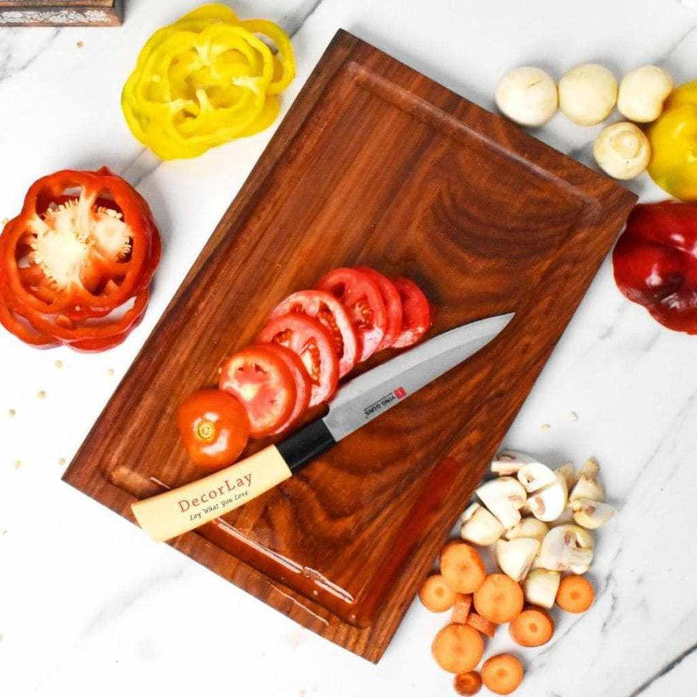 Premium Wood Chopping, Cutting Board With Reversible Juice Grooves - Decorlay