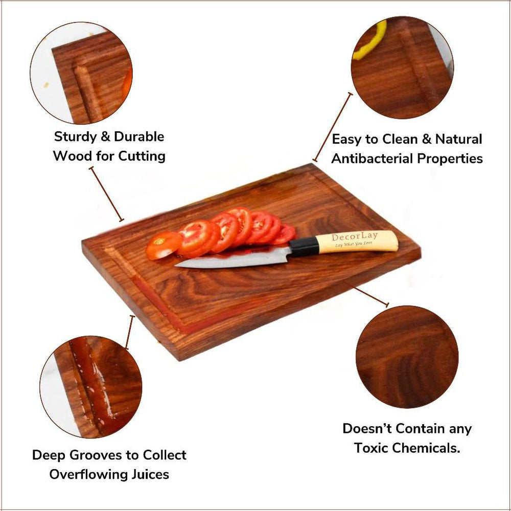 Premium Wood Chopping, Cutting Board With Reversible Juice Grooves - Decorlay