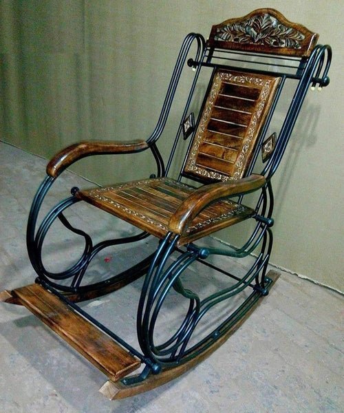 Rocking Chair Made up of Wooden & Iron 94 x 61 x 109.2 cm - Decorlay