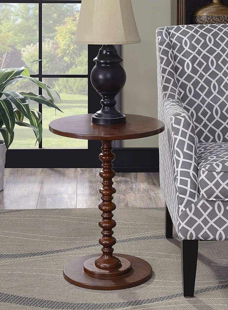 Round Wooden Side Coffee Table Pedestal End Table - Decorlay