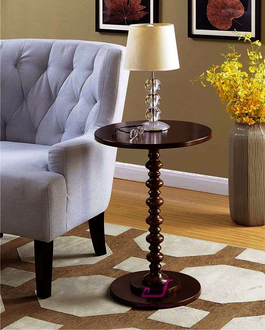 Round Wooden Side Coffee Table Pedestal End Table - Decorlay