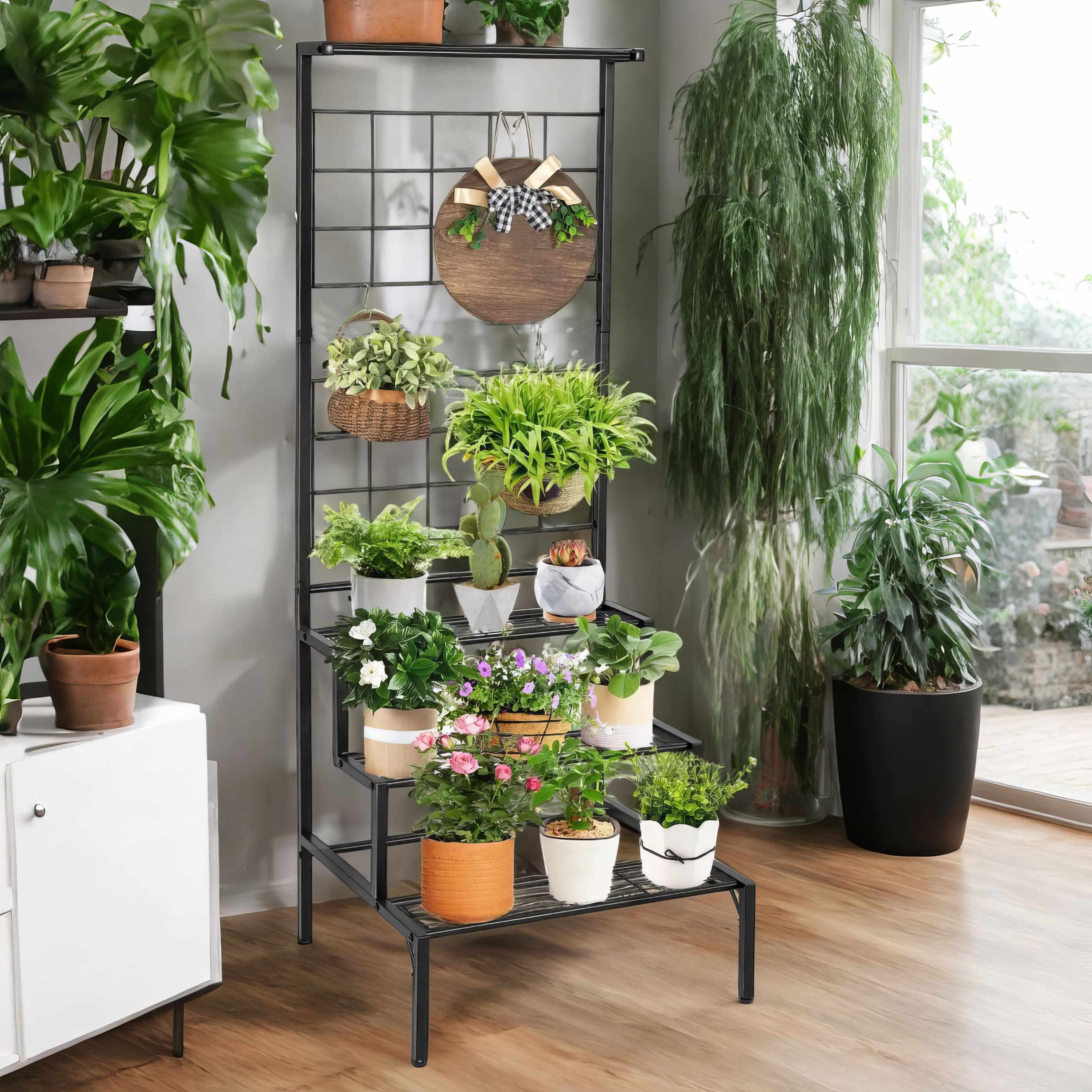 3-Tier Plant Stand Rack, Hanging Flower Pot Holder