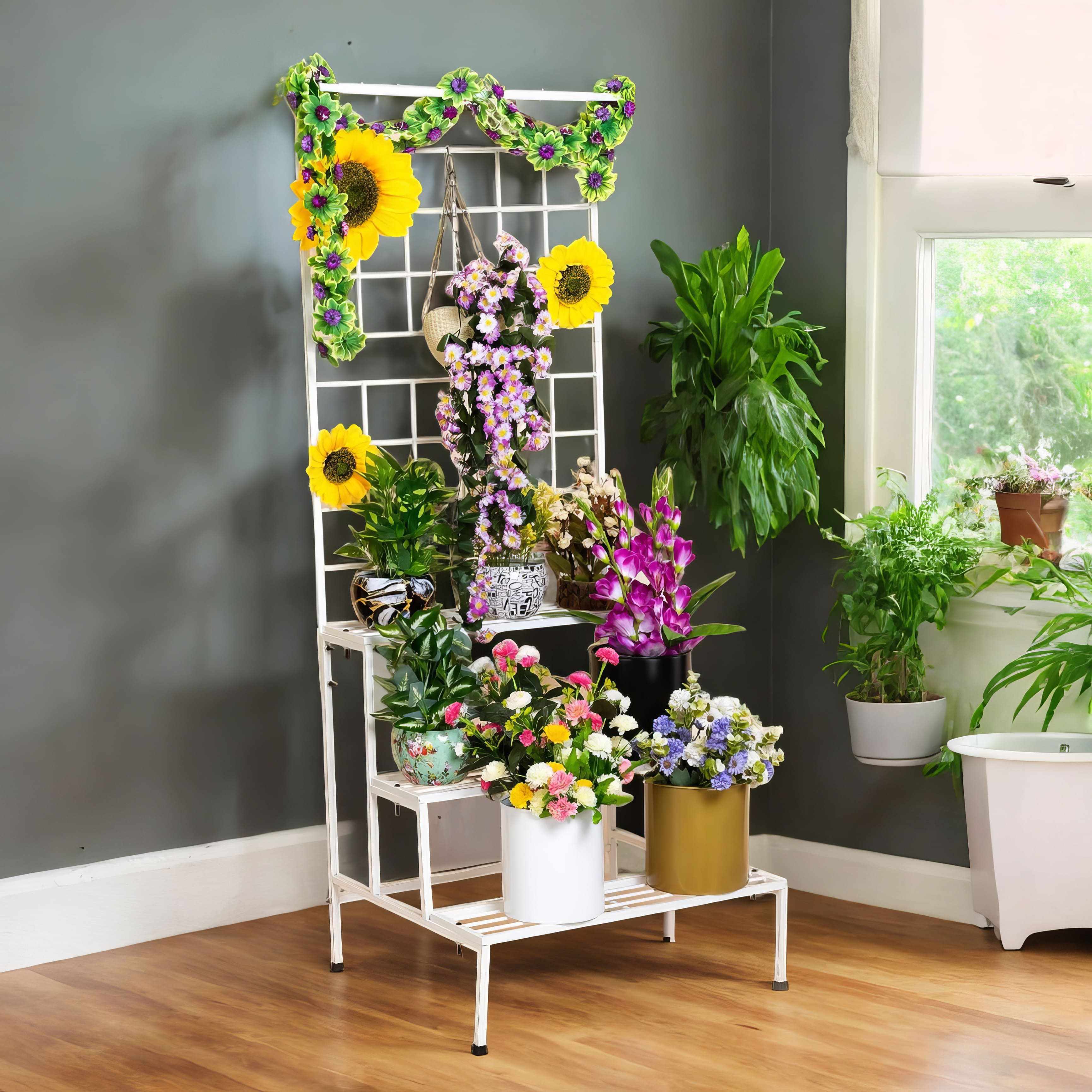 3-Tier Plant Stand Rack, Hanging Flower Pot Holder