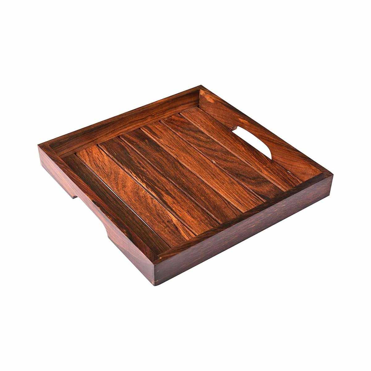 Sheesham Wood handmade serving tray 10 x 11 x 2 inches - Decorlay