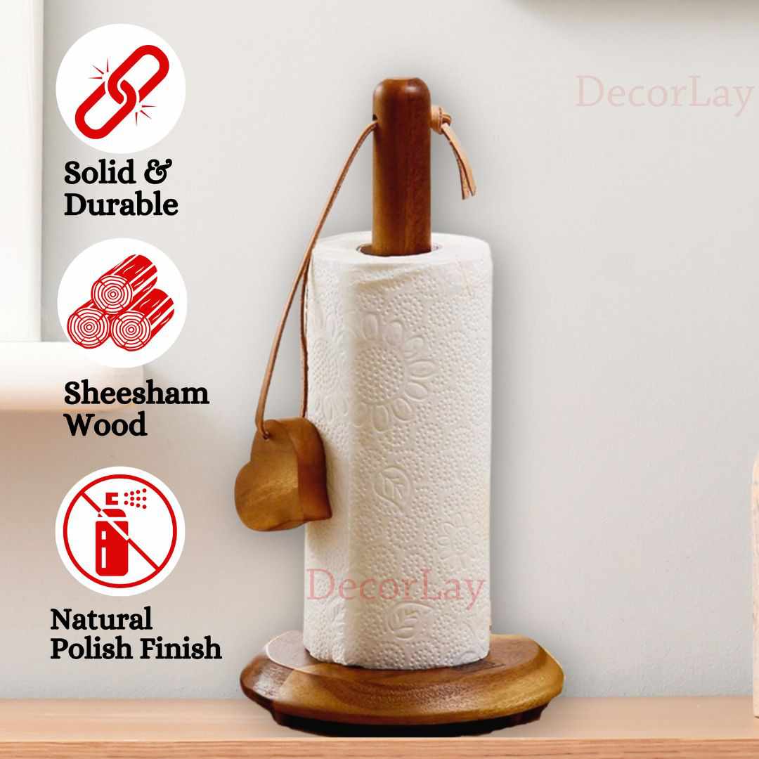 Sheesham Wood Napkin Roll Holder Tabletop Tissue Holder - Decorlay