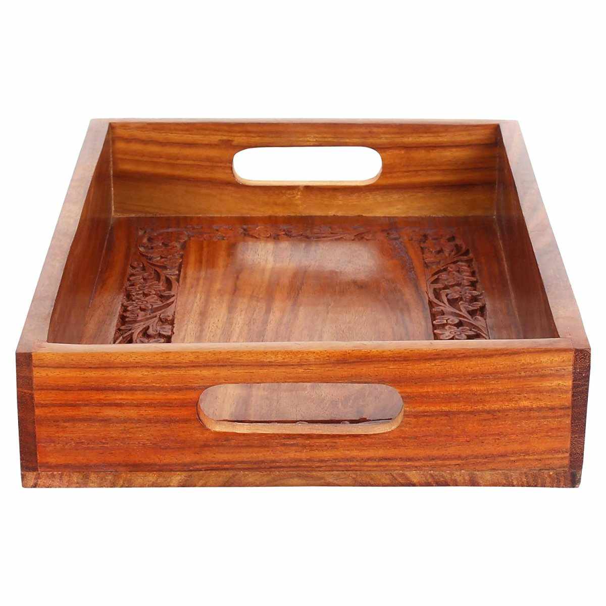 Sheesham Wooden handmade Serving Tray 12x8x1.25 inches - Decorlay