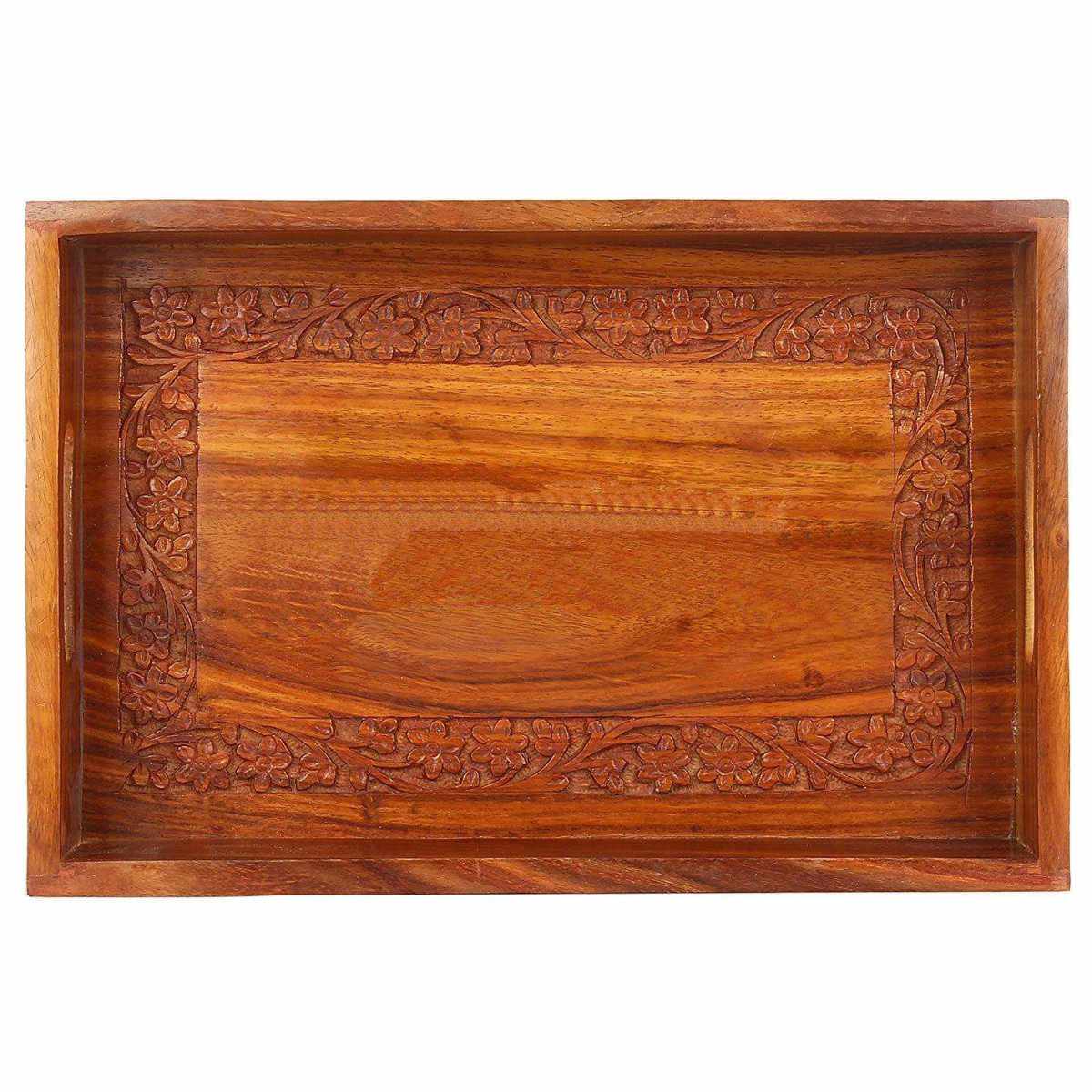 Sheesham Wooden handmade Serving Tray 12x8x1.25 inches - Decorlay