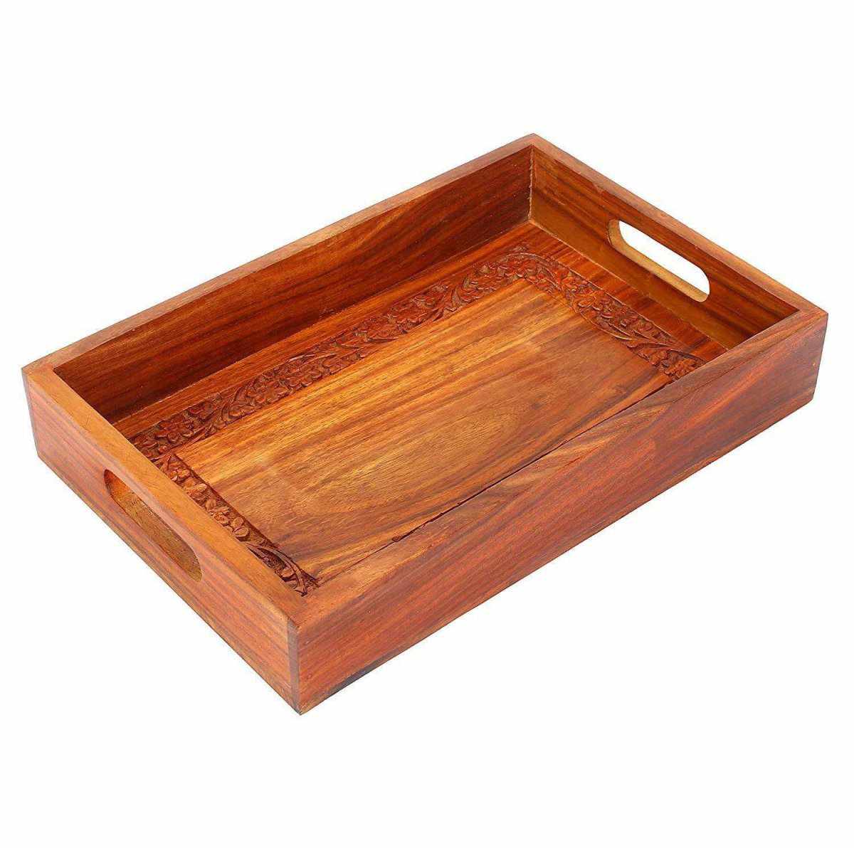 Sheesham Wooden handmade Serving Tray 12x8x1.25 inches - Decorlay