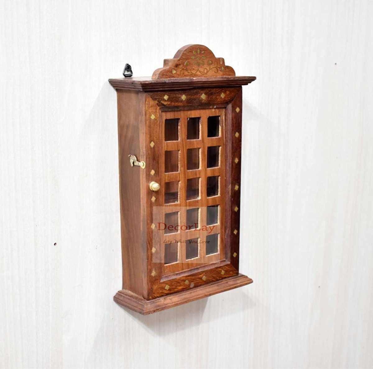 Sheesham Wooden Wall Hanging Key Holder Rectangular Shape - Decorlay