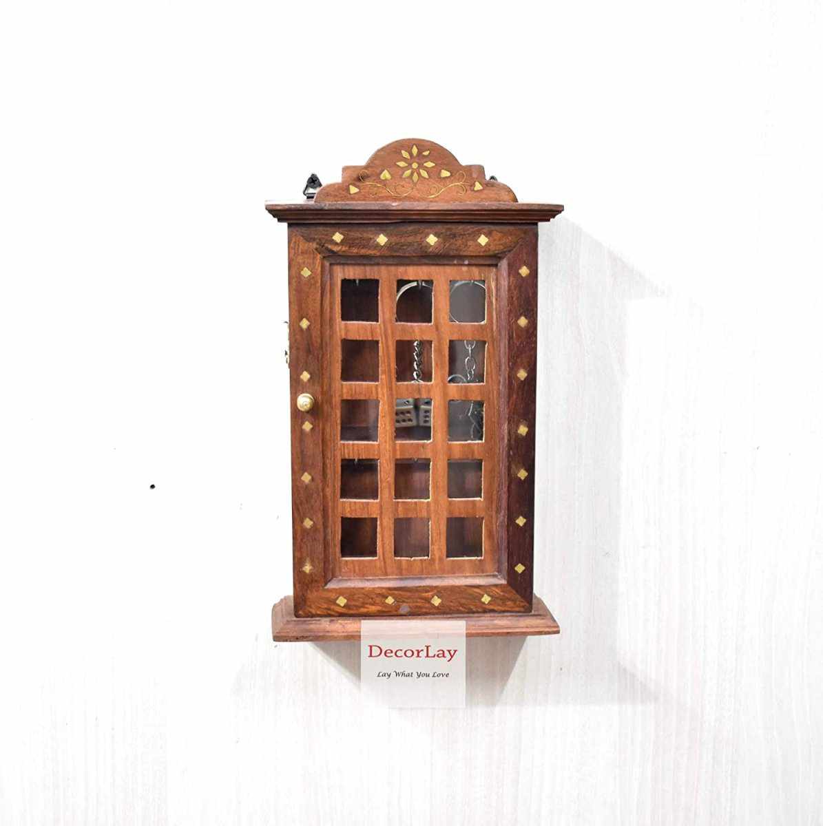 Sheesham Wooden Wall Hanging Key Holder Rectangular Shape - Decorlay