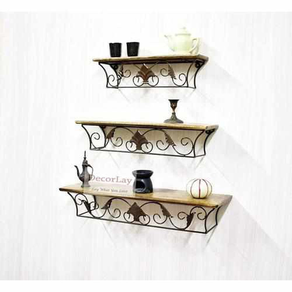 Space Saving Hanging Wall Shelves Rack for Living Room | Set of 3 - Decorlay