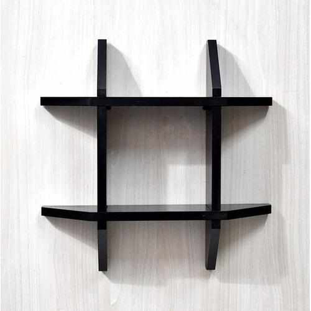 Space Saving Wall Shelves Rack 38.1D x 10.2W x 38.1H cm Black - Decorlay