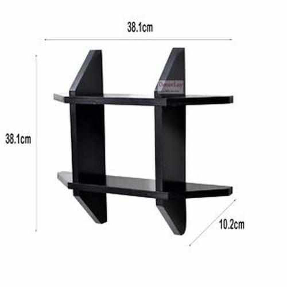 Space Saving Wall Shelves Rack 38.1D x 10.2W x 38.1H cm Black - Decorlay