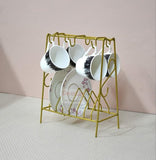 Space Saving Wrought Iron Cup and Saucer Stand Cup Holder Golden - Decorlay
