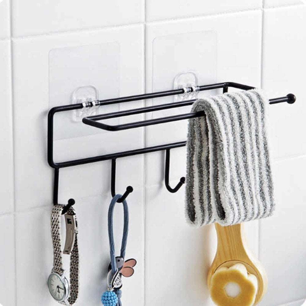 Towel Holder for Kitchen Bathroom, Hooks Hanging Towel