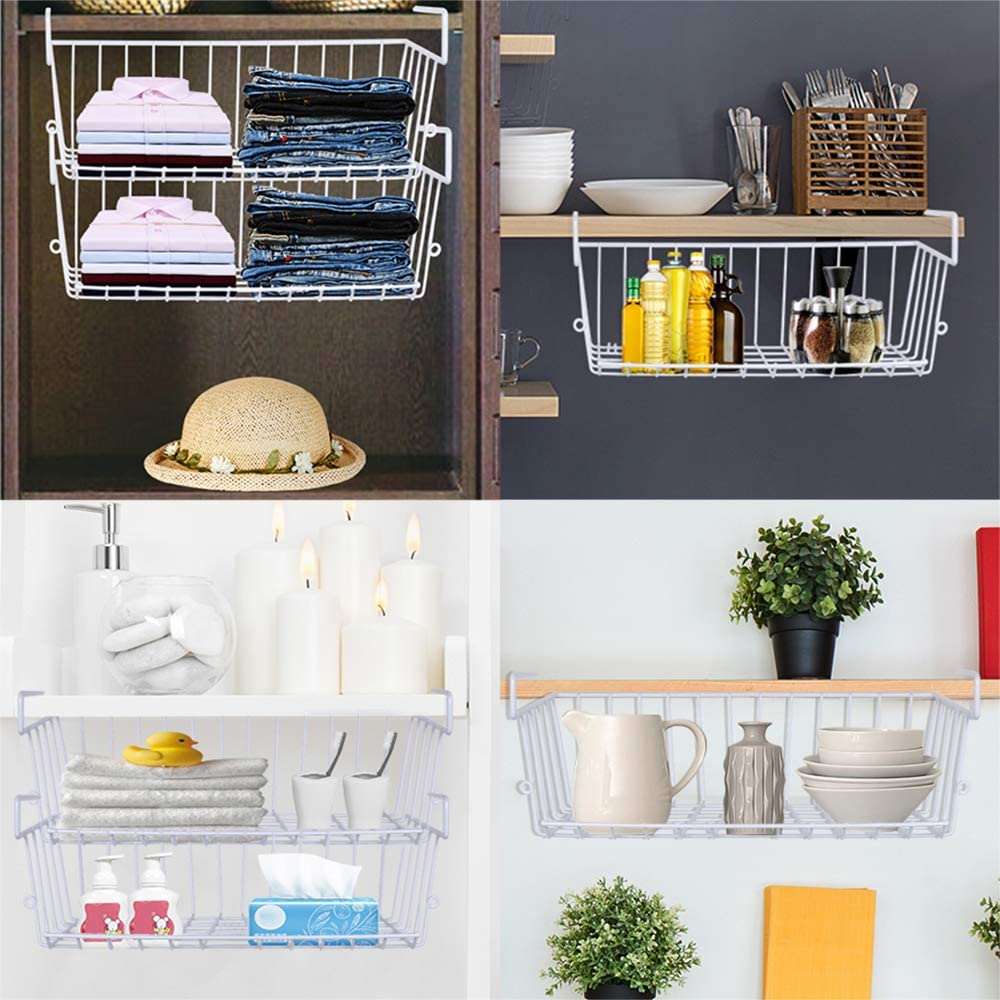 Under Cabinet Hanging Metal Wire Storage Wire Basket Organizer - Decorlay