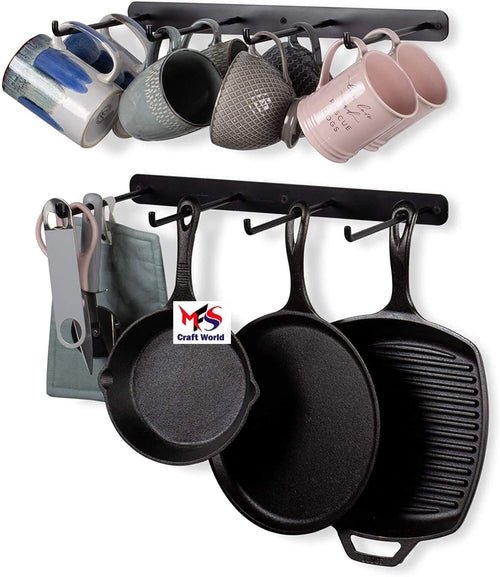 Wall Hooks for Pantry Organization and Storage (Black) 14” x 6” inches - Decorlay