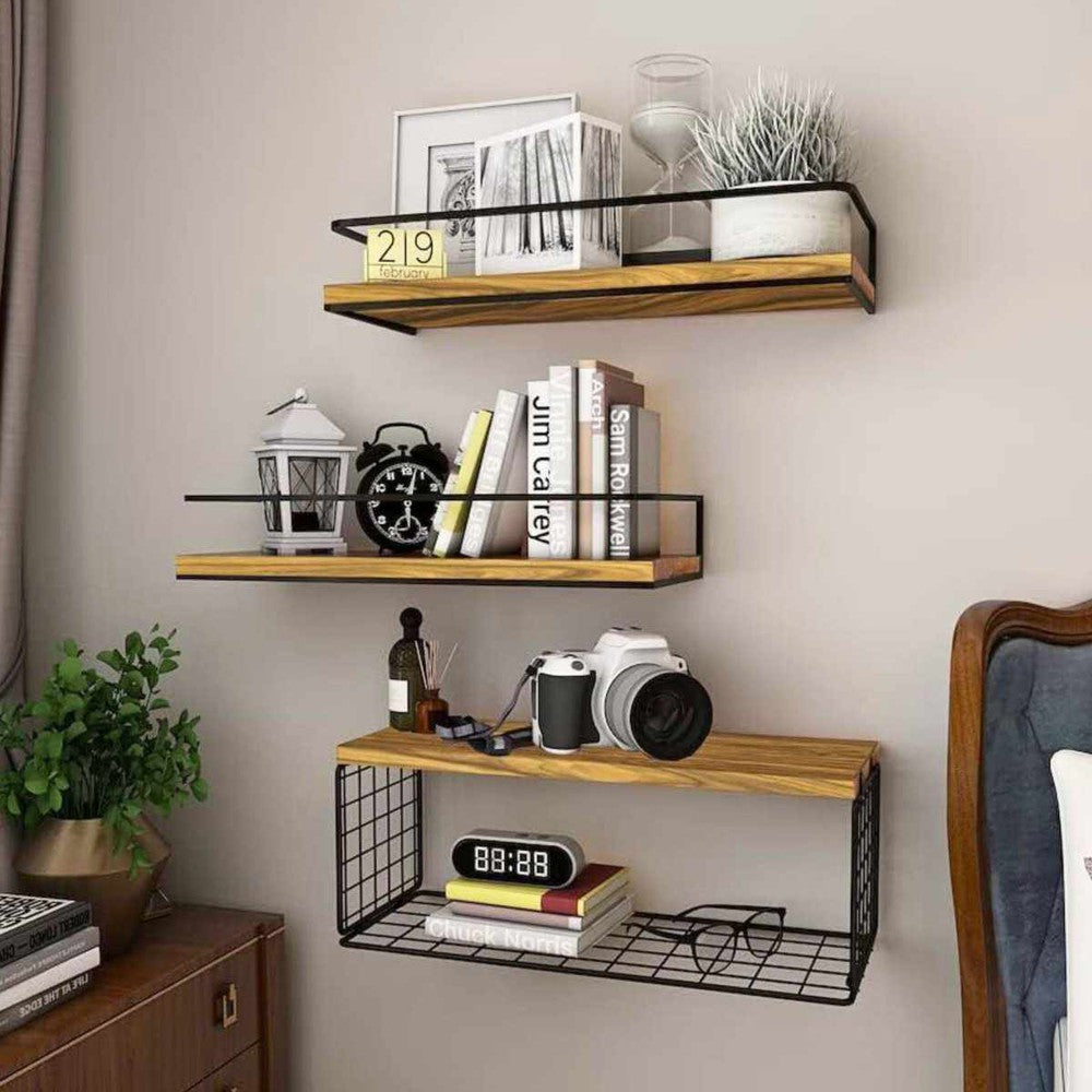 Wall Mounted Floating Storage Rack Bathroom Shelf Over Toilet Wooden Shelves Bedroom Living Room Kitchen Wall Decoration - Decorlay