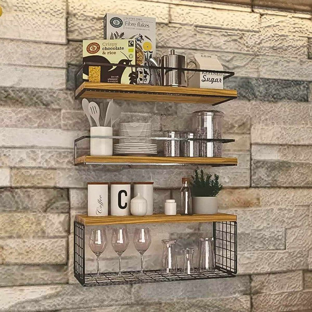 Wall Mounted Floating Storage Rack Bathroom Shelf Over Toilet Wooden Shelves Bedroom Living Room Kitchen Wall Decoration - Decorlay