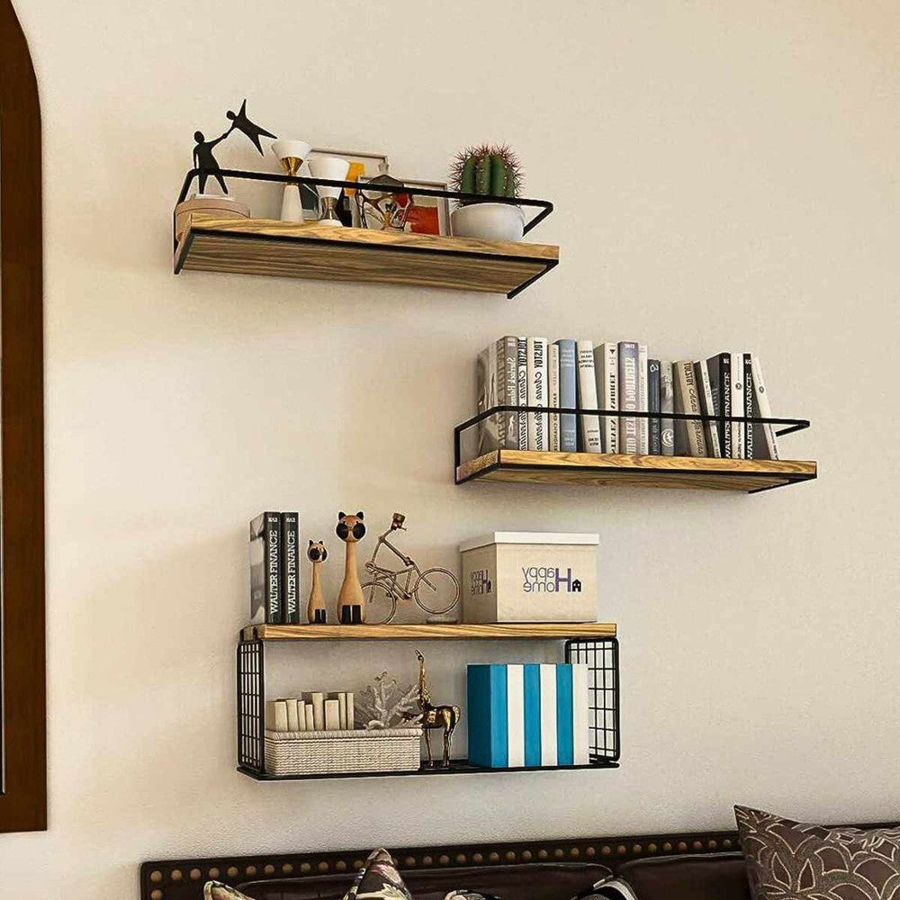 Wall Mounted Floating Storage Rack Bathroom Shelf Over Toilet Wooden Shelves Bedroom Living Room Kitchen Wall Decoration - Decorlay